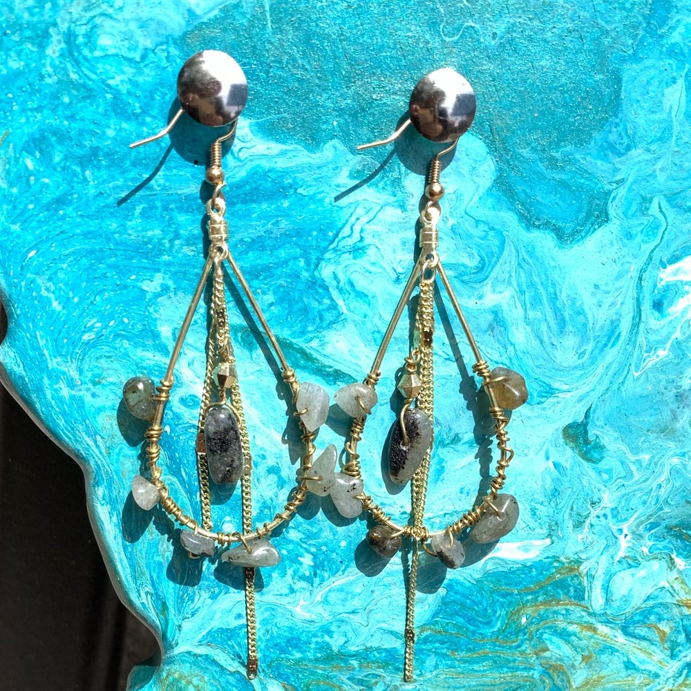 Handmade labradorite dangle earrings